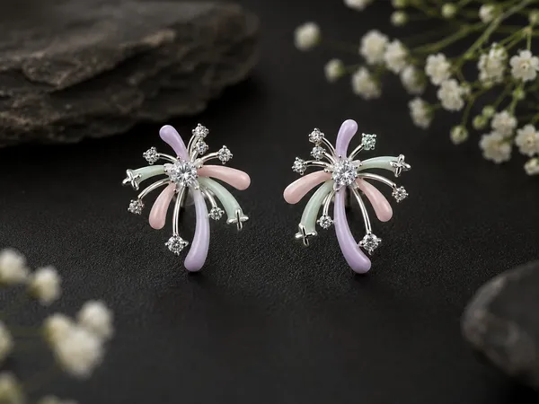 Silver_Tone_Pastel_Floral_Drop_Earrings_For_Women