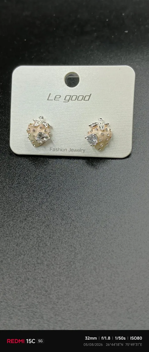 Gold_Tone_Strawberry_Stud_Earrings_For_Women