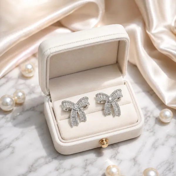 Silver_Tone_Bow_Stud_Earrings_For_Women