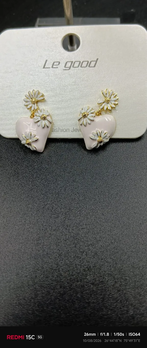 White_Enamel_Heart_Floral_Drop_Earrings_For_Women