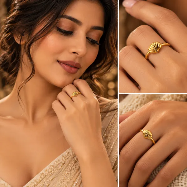 Women_Gold-Toned_Shell_Design_Ring