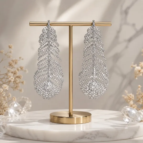 Silver_Tone_Crystal_Feather_Drop_Earrings_For_Women