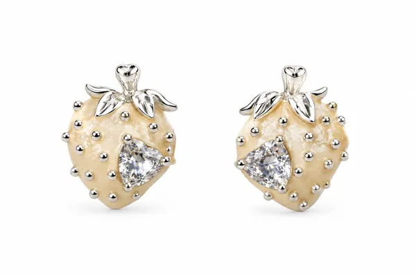 Gold_Tone_Strawberry_Stud_Earrings_For_Women