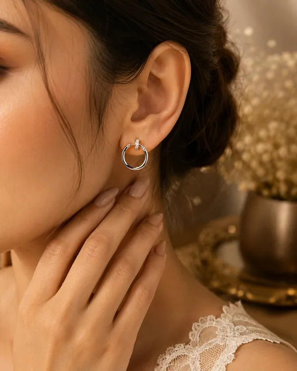 Silver_Hoop_And_Red_Floral_Earrings_Set