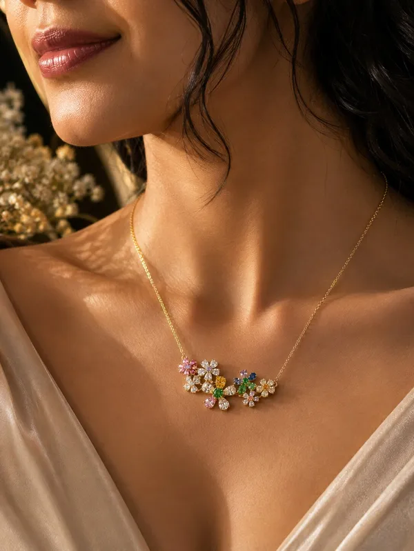 Gold_Tone_Floral_Pendant_Necklace_For_Women
