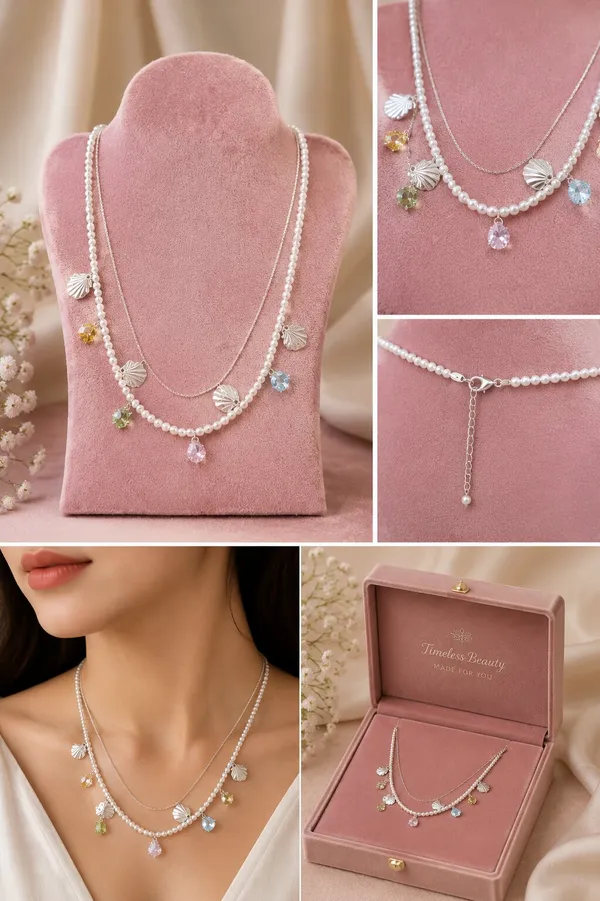 Silver_Tone_Layered_Charm_Necklace_For_Women