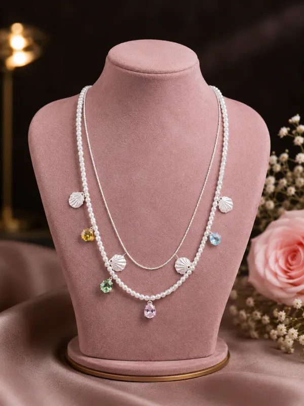 Silver_Tone_Layered_Charm_Necklace_For_Women