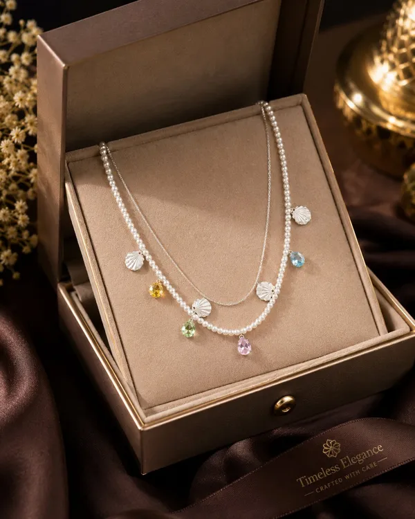 Silver_Tone_Layered_Charm_Necklace_For_Women