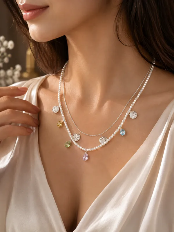 Silver_Tone_Layered_Charm_Necklace_For_Women