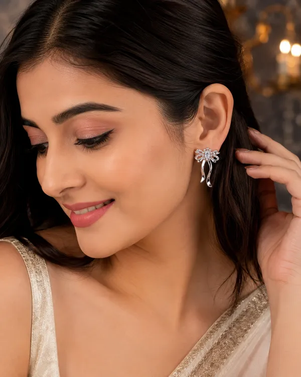 Silver_Tone_Floral_Drop_Earrings_For_Women