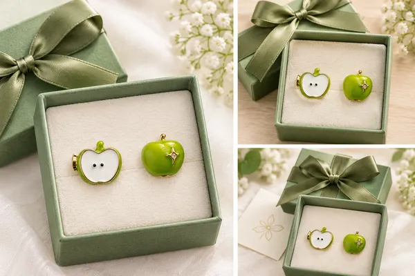 Green_Metal_Apple_Stud_Earrings_For_Women