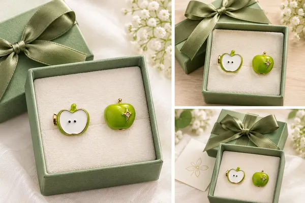 Green_Metal_Apple_Stud_Earrings_For_Women