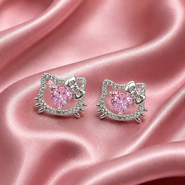 Silver_Tone_Pink_Heart_Stud_Earrings_For_Women