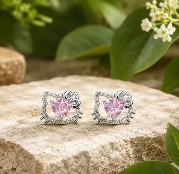 Silver_Tone_Pink_Heart_Stud_Earrings_For_Women