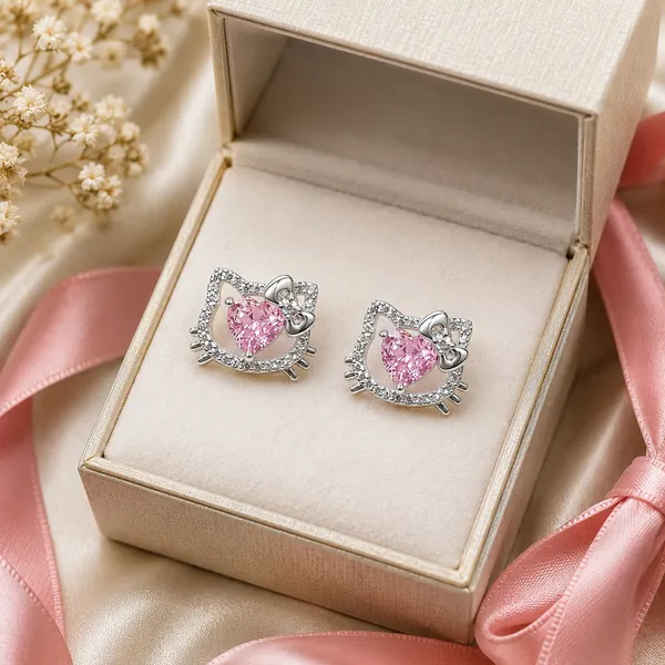 Silver_Tone_Pink_Heart_Stud_Earrings_For_Women