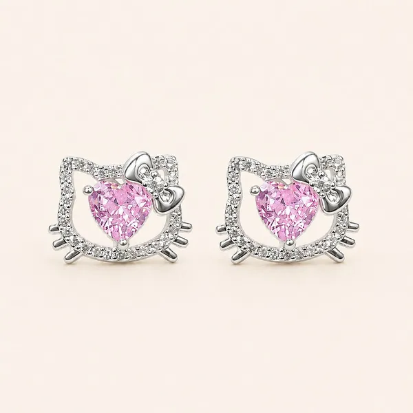 Silver_Tone_Pink_Heart_Stud_Earrings_For_Women