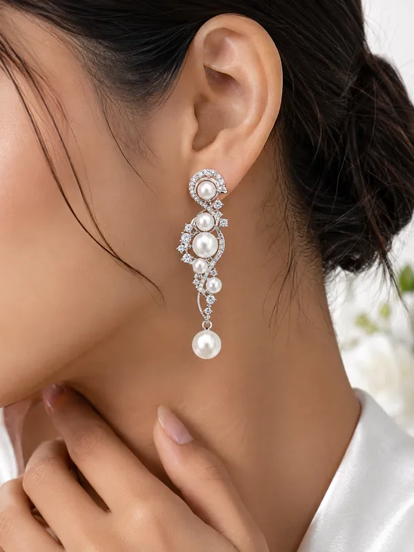 Silver_Tone_Pearl_Drop_Earrings_For_Women