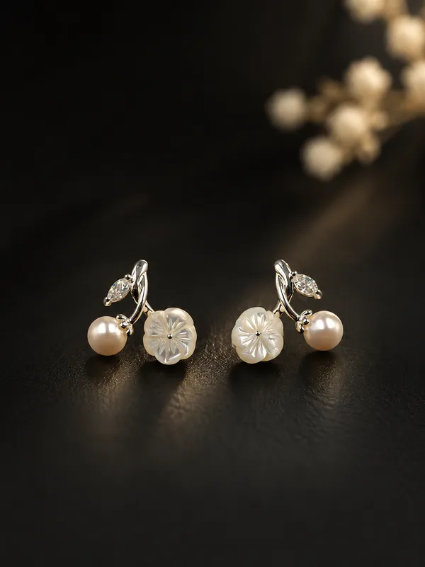 Silver_Pearl_Floral_Drop_Earrings_For_Women