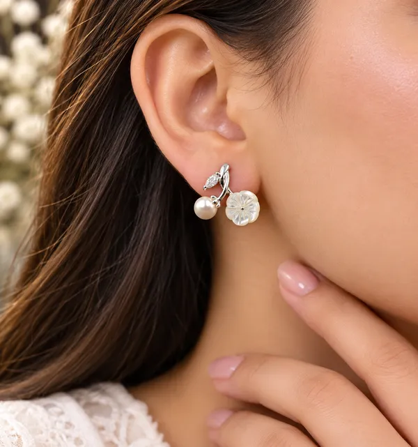 Silver_Pearl_Floral_Drop_Earrings_For_Women
