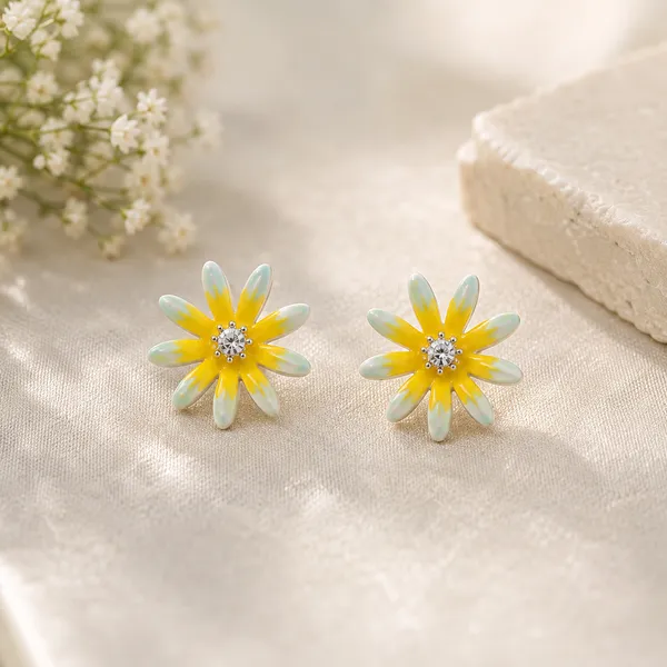 Yellow_Floral_Earrings_For_Women
