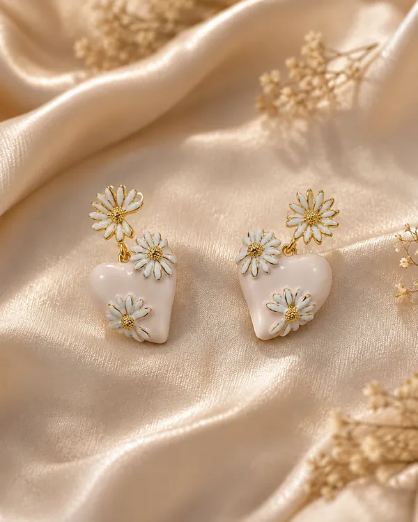 White_Enamel_Heart_Floral_Drop_Earrings_For_Women