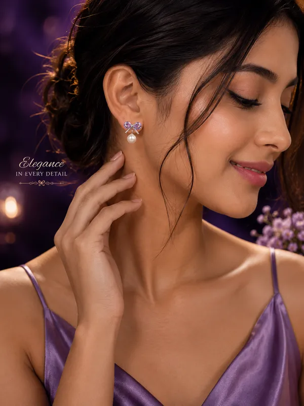 Purple_Crystal_Bow_Pearl_Drop_Earrings_For_Women
