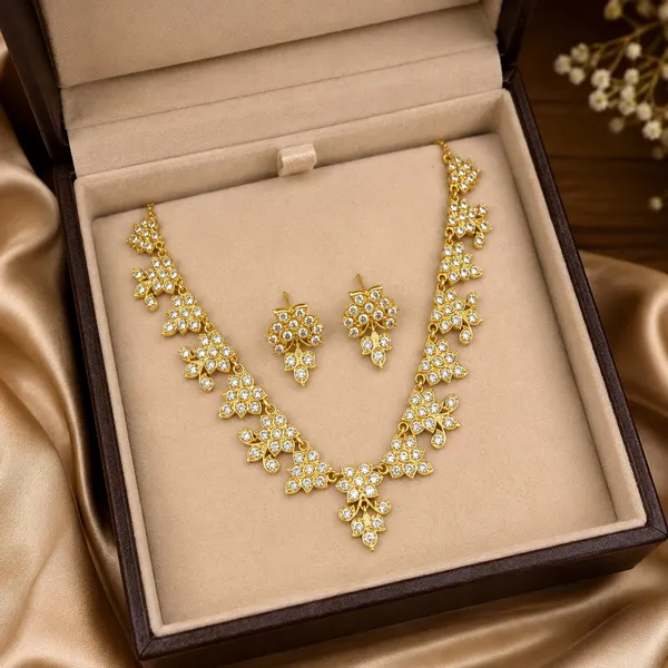 Elegant_Floral_CZ_Necklace_&_Earring_Set