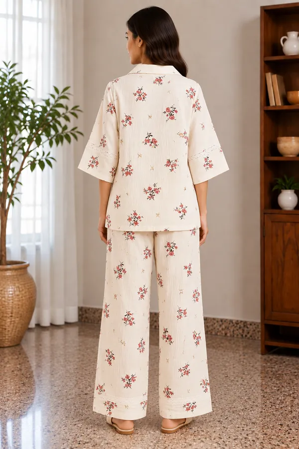 Ivory_Floral_Cotton_Lounge_Set_With_Wide_Leg_Pants