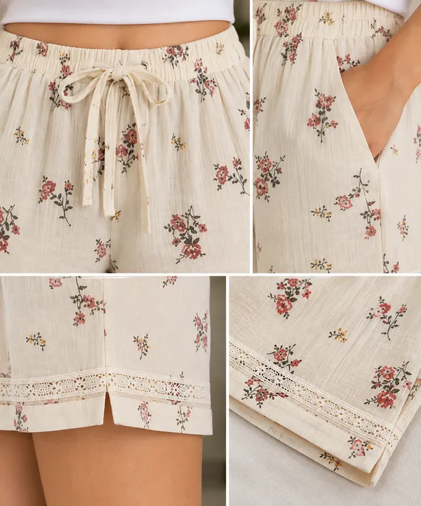 Ivory_Floral_Cotton_Shorts_With_Lace_Detail