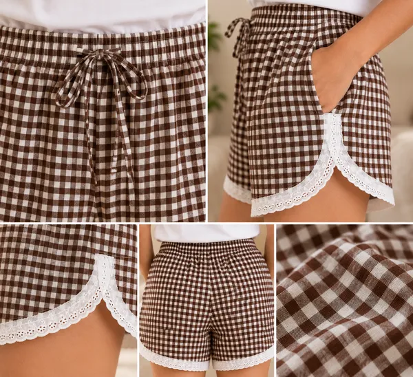 Brown_Stripe_Cotton_Lounge_Shorts_With_Lace_Trim