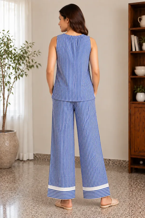 Blue_Gingham_Cotton_Lounge_Set_With_Wide_Leg_Pants