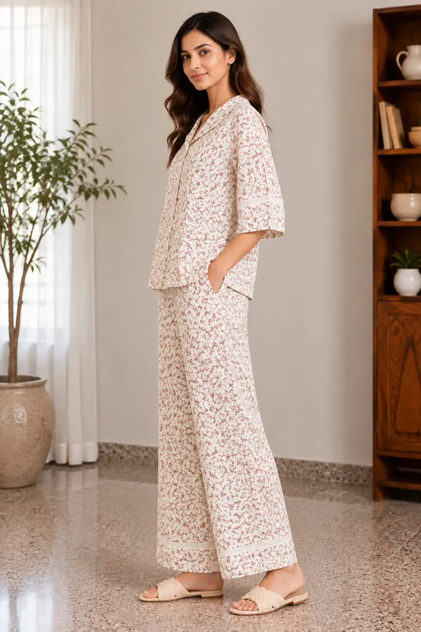 Ivory_Floral_Cotton_Lounge_Set_With_Wide_Leg_Pants