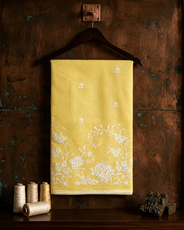 Yellow_Woven_Floral_Saree_for_Women