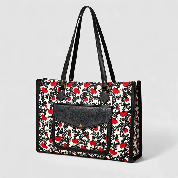 Black_Cotton_Canvas_Floral_Print_Tote_Bag_For_Women