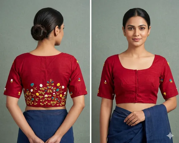 Red_Embroidered_Short_Sleeve_Saree_Blouse_for_Women