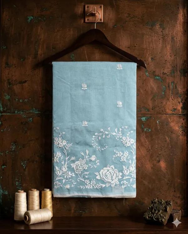 Blue_Cotton_Floral_Embroidered_Saree_For_Women