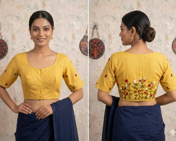 Yellow_Embroidered_Saree_Blouse_for_Women