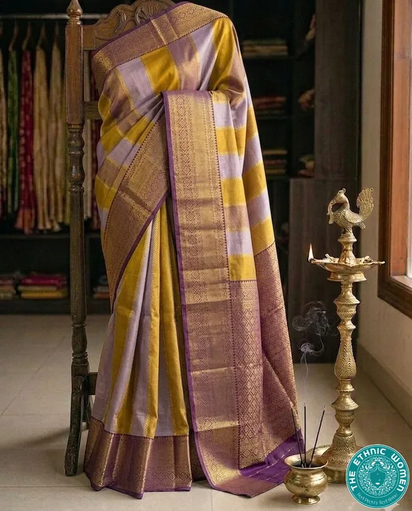 Yellow_Lavender_Silk_Saree_For_Women