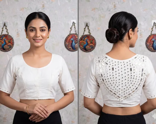 White_Embellished_Short_Sleeve_Blouse_for_Women