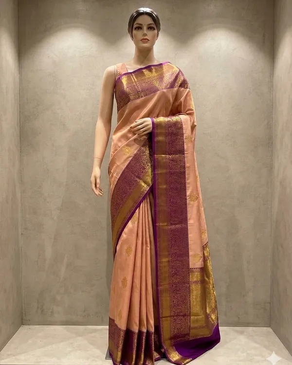 Peach_Silk_Zari_Border_Saree_for_Women