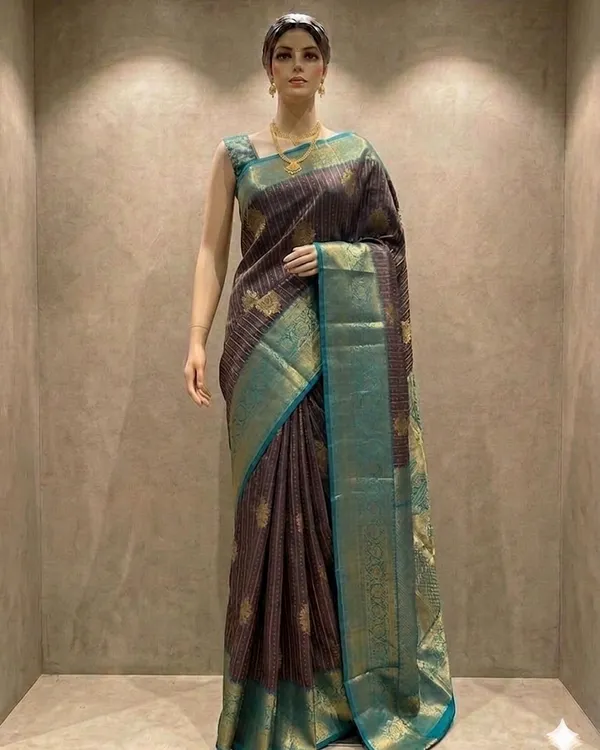 Brown_Teal_Woven_Saree_for_Women