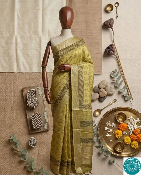 Olive_Green_Printed_Saree_for_Women