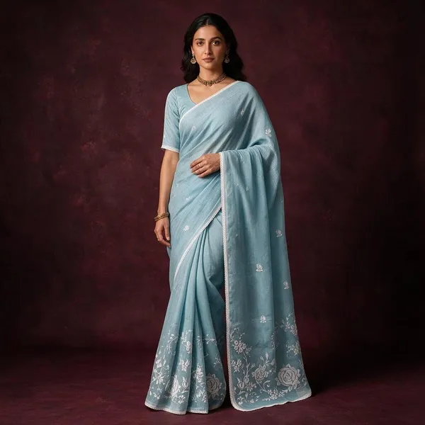Blue_Kota_Floral_Embroidered_Saree_For_Women