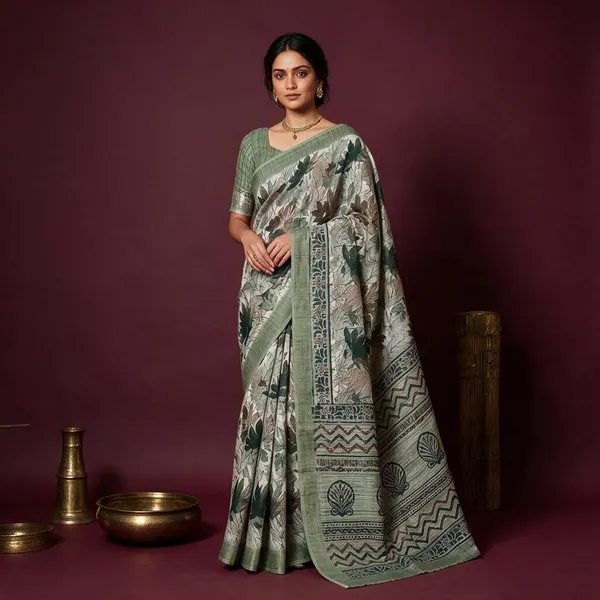 Sage_Green_Khadi_Silk_Botanical_Floral_Printed_Saree_For_Women