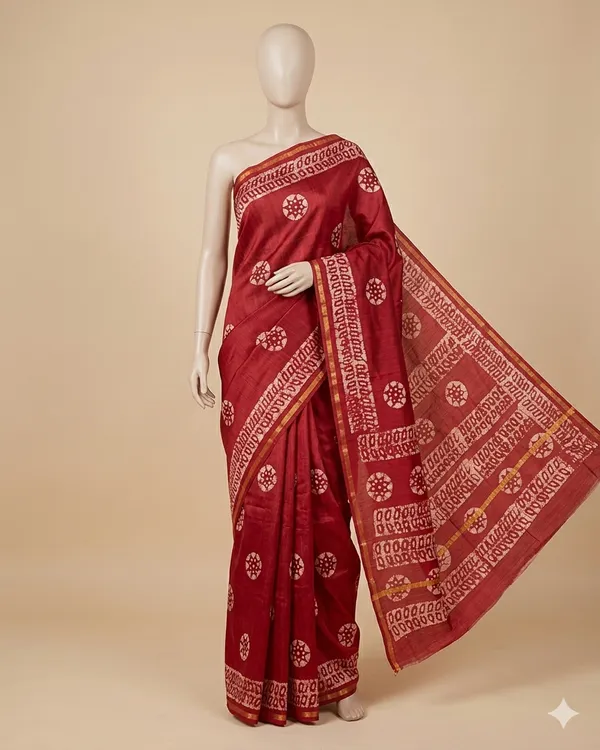 Red_Traditional_Printed_Saree_For_Women