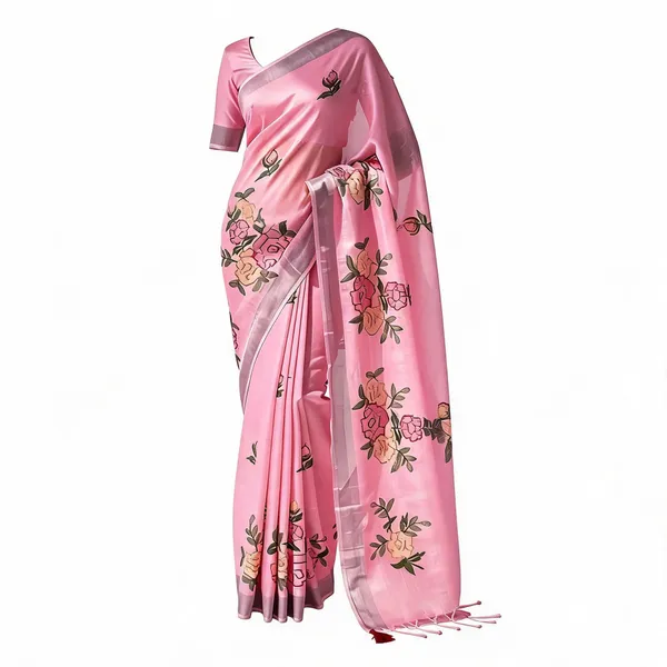 Pink_Linen_Floral_Embroidered_Saree_For_Women