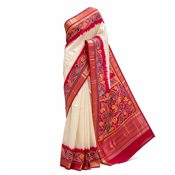 White_Pink_Maheswari_HandBatik_Paisley_Printed_Saree_For_Women