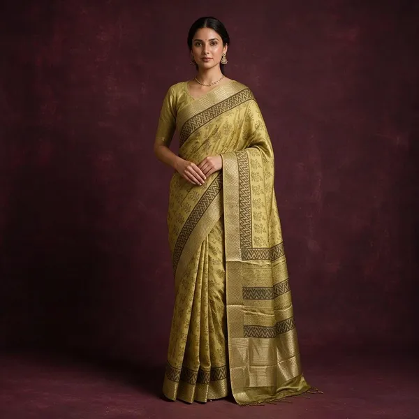 Olive_Green_Maheswari_silk_with_HandBlock_Traditional_Saree_For_Women