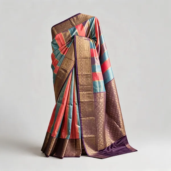 Multicolor_Silk_Woven_Striped_Saree_For_Women