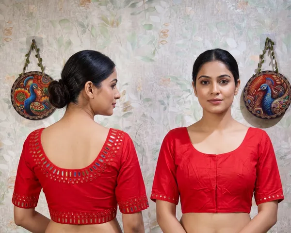 Red_Embellished_Short_Sleeve_Saree_Blouse_for_Women